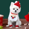 Cane con cappello natalizio di paillettes rosse e set di bavaglini Babbo Natale - Taglia unica / Bavaglino Allacciato / Babbo Natale