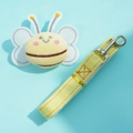 Detail of yellow plush bee charm with durable canvas strap and silver metal swivel clasp - S / Yellow Leash + Yellow Bee Pendant