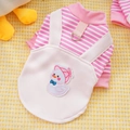 Pink striped pet hoodie with cute duck embroidery and leash D-ring for small dogs - XS / Pink Striped Duck (2-Legs)