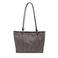 Sac cabas plissé gris foncé avec fines bretelles noires et logo en métal argenté - Sans Pendentif / Gris