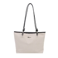 Sac fourre-tout beige avec anses cordes noires et logo métallique Balasa - Sans Pendentif / Blanc