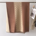 Bufanda bicolor marrón y beige de cachemira con diseño jacquard vintage y flecos - Beige Caqui