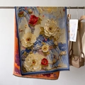Écharpe épaisse en jacquard de camélia style peinture à l'huile pour automne hiver - Camélia Jaune