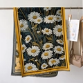 Sciarpa in finto cashmere a fiori con bordo giallo a contrasto e nappe decorative - Stile Margherita Con Bordo Giallo