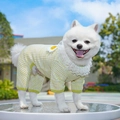 Detalle de mono para perro a cuadros amarillos con encaje y girasol bordado a mano - XS / Ropa de cuatro patas / Verde de Ensueño