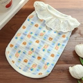 Detail of breathable striped pet vest with cartoon bears and white lace collar - XS (Chest 30cm) / Blue Stripe Bear