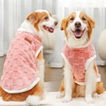 Pink checkered plush pet vest with soft fleece lining for autumn and winter cats and dogs - XS / Pink