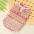 Gilet in rete a strisce arcobaleno con anello a D per cani e gatti piccoli - XS (Torace 30cm) / Gilet Traforato Rosa Viola (467)