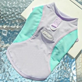 Gilet refrigerante per cani in mesh con anello a D e logo sportivo per l'estate - XS / Contrasto Verde Lago e Viola (Gilet in Seta di Ghiaccio)