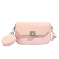 Borsa a tracolla rosa con trama intrecciata, fibbia in metallo e portamonete - Rosa