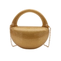 Elegant gold glitter acrylic half-moon evening bag with top handle and chain strap - Gold