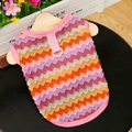 Gilet in maglia a zigzag rosa e arancione con anello a D per cani piccoli e gatti - XS (Torace 30cm) / Motivo a Onde Rosa (472)