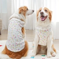 Floral cotton pet vest with lace trim shown on two Border Collies in a cozy home setting - XS (Chest 30cm) / Flower Rabbit (White)
