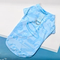 Detail of light blue cooling mesh pet vest featuring street graffiti and a metal D-ring - XS (Chest 30cm) / Sky Blue Graffiti (Cooling)