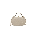 Abendtasche in Champagnergold mit Spitzenstruktur, Metallgriff und Kettenriemen - Gold