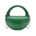 Fashion neon green glitter acrylic evening bag with top ring handle and gold chain strap - Green