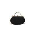 Elegante borsa da sera rigida con paillettes nere con manico dorato e tracolla a catena - Nero