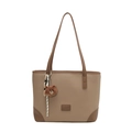 Sac fourre-tout rétro en cuir kaki avec longues anses et pendentif ours mignon - Khaki (Sans Pendentif)