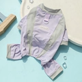 Lilac and grey cooling dog jumpsuit with SPORT print and leash ring for summer - Purple & Gray Contrast (Ice Silk Jumpsuit)