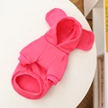 Pink hooded pet sweater with cute round 3D ears and ribbed cuffs on white table - XS / Rose Pink