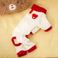 Combinaison en polaire pour animaux crème et rouge avec broderie ours et anneau en D - S / Combinaison (432) / Beige (Rouge Vin)