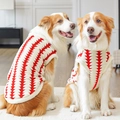 Gilet invernale in peluche per animali con motivi a zigzag rosso e bianco per cani grandi - XS / Rosso
