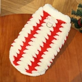 Christmas dog vest detail with red zigzag patterns, warm fleece fabric and metal D-ring - S / Red