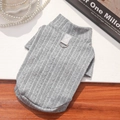 Detail of grey cable knit dog sweater with high collar and integrated metal D-ring leash attachment - XS (Bust 30cm Weight 0.5-1.5kg) / Premium Grey