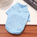 Close-up of light blue pet knit sweater featuring herringbone pattern and metal D-ring buckle - XS (Bust 30cm Weight 0.5-1.5kg) / Blue