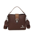 Borsa a secchiello retrò in pelle martellata marrone scuro con emblema a canguro - Marrone