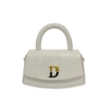 Chic white mini handbag with textured animal print flap and two-tone metal D-logo - White