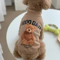 Felpa marrone per animali domestici con stampa orsetto e scritta Good Day - XS(Torace 30cm 0,5-1,5kg) / Top / Orso DOODDAY Albicocca (Stile 227)