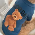 Felpa con cappuccio blu scuro per cani con stampa orsetto e scritta Good Day - XS(Torace 30cm 0,5-1,5kg) / Top / Blu Notte con Motivo a Orsetto