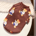 Felpa marrone per cani con stampa di orso e anello a D integrato per il guinzaglio - XS(Torace 30cm 0,5-1,5kg) / Top / Orso VWPET Marrone (227F)