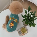Felpa per cani verde scuro con stampa Baylor bear e anello a D su sfondo bianco - XS / Verde petrolio