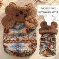 Gilet per animali foderato in pile con motivo nordico e cappuccio da orsetto - XS(Torace 30cm 0,5-1,5kg) / 548 Cardigan Ispessito Orso Bruno