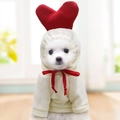 Cremefarbener Hunde-Hoodie mit großem rotem Herz auf der Kapuze und Kordelzug - L / Cremeweiß Herz Stil