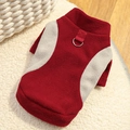 Gilet in pile caldo per animali rosso e grigio con anello a D in metallo per guinzaglio - XS / Cuciture Rosse e Grigio Chiaro