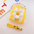 Breathable yellow striped pet harness vest and leash set with a cute smiling flower - XS (Chest 32CM) / Yellow Striped Daisy