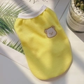 Cute yellow waffle fabric pet vest with cartoon bear embroidery for small dogs and cats - L / Yellow
