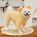 Winter pet hoodie in yellow faux mink fleece with cute bear ears for small dogs - Yellow Jumpsuit / S(Chest 35cm 1.5-2.5kg)
