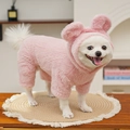 Tuta in peluche rosa con cappuccio e orecchie da orso per cani e gatti - Taglia S / Abbigliamento a quattro zampe / Rosa Adorabile