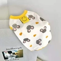 Gilet in cotone bianco per animali con bordi gialli e stampa di topo per cani piccoli - XS / Topo Giallo