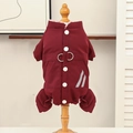Waterproof dark red pet snowsuit with warm fleece lining and reflective safety strips - Burgundy