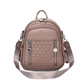 Fashionable grey-pink backpack with embossed triangular pattern and wide shoulder strap - Taro Purple (4009)