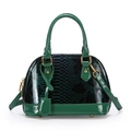 Green snakeskin pattern shell bag with glossy patent leather and gold hardware - Green