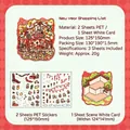 3D New Year theme PET stickers set with lion dance and lanterns on white card base - New Year Shopping List
