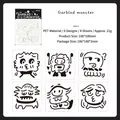 6pcs set of PET monster graffiti painting stencils for DIY journaling 100x100mm - Garbled Monster