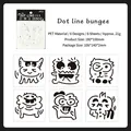 6-piece set of PET graffiti stencils with cartoon monster designs 100x100mm size - Dot Line Disco