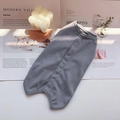 Dark grey striped recovery suit for cats and small dogs in soft knit cotton fabric - XXS / Grey